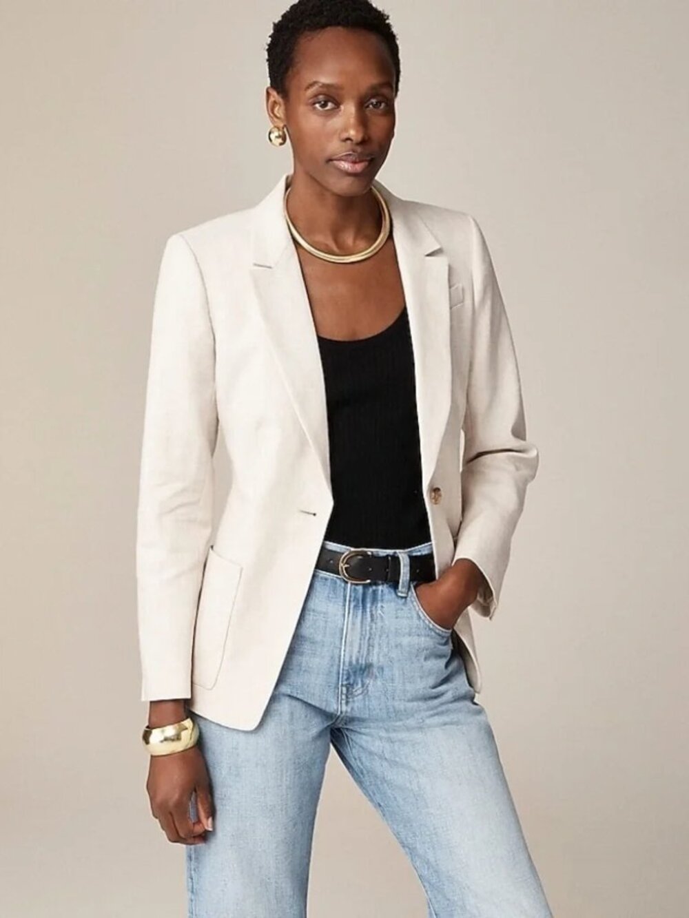 J Crew Helena Blazer in Stretch Linen Blend